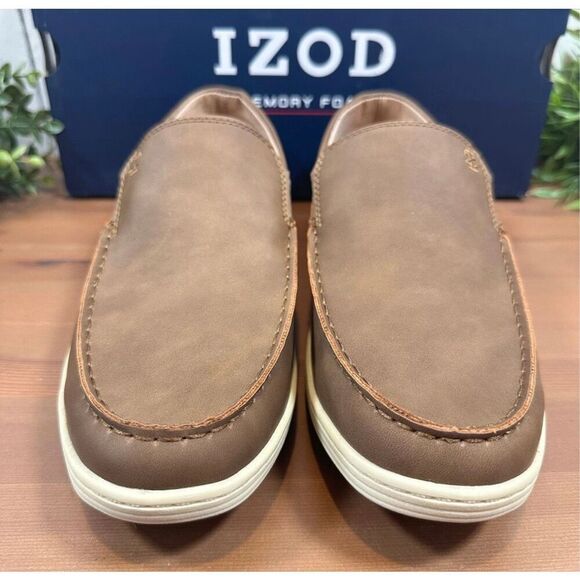 IZOD Men’s Slip On Shoes 10 Seapoint Loafers Tan Brown Memory Foam Lightweight - Picture 9 of 13